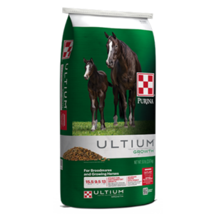 green bag of Purina Ultium Growth Horse Formula