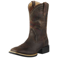 ARIAT SPORT WIDE SQUARE TOE DISTRESSED BRN