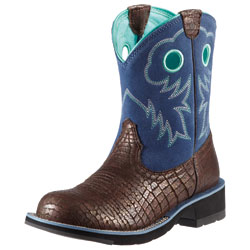 ARIAT WMS FATBABY SHEILA PEARLY CROC PRT/COBLT