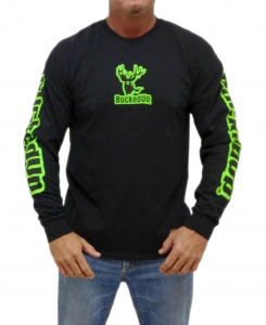 BuckedUp Longsleeve - Black with Neon Green Logo