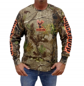 BuckedUp Longsleeve - Realtree APG Camo with Orange Logo