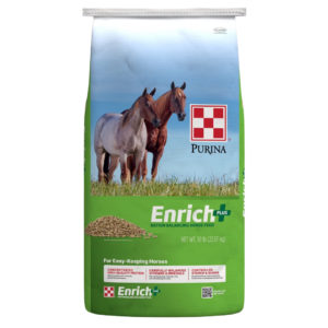Purina Enrich Plus Horse Feed. Green 50-lb bag.