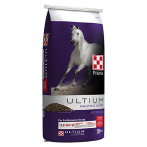 purple bag of Purina Ultium Gastric Care Horse Formula
