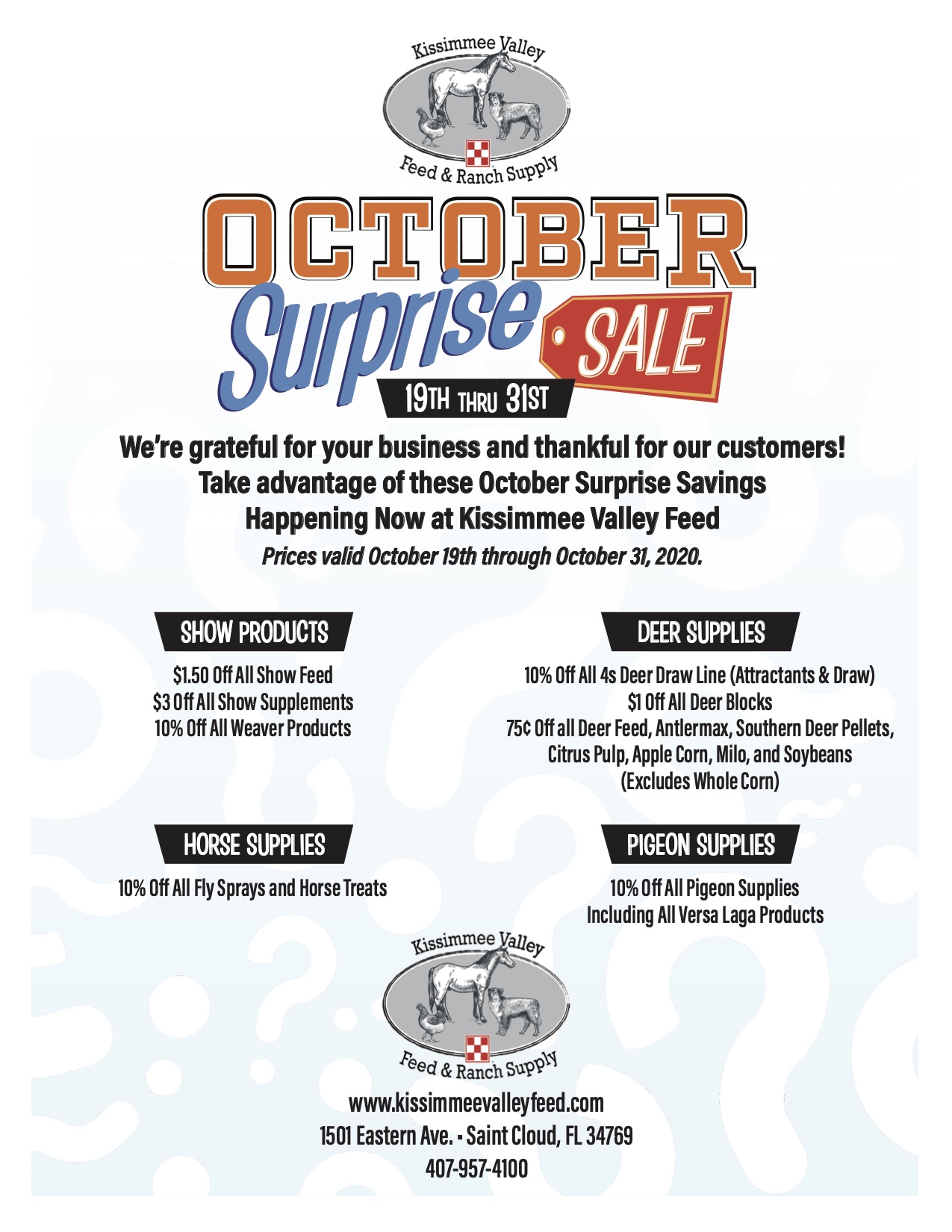 October Savings at Kissimmee Valley Feed