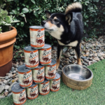 May 2025 Astro Sale on Redbarn Hearty Stew Cans - photo of dogs standing next to towers of stew cans