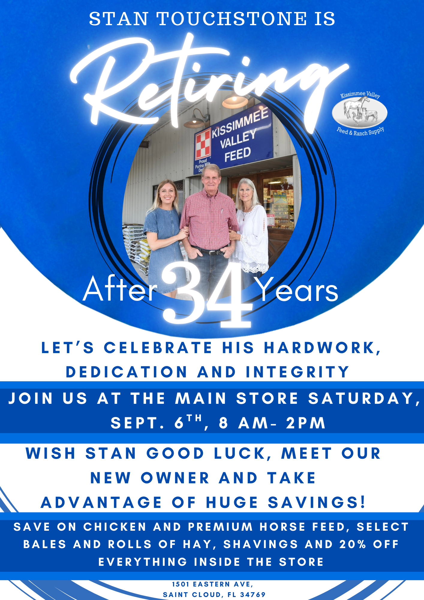 Stan's Retirement Celebration details listed on flyer