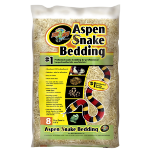 Bag of Aspen Sanake Bedding featuring a little red, yellow and black snake on the front.,