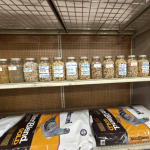 convenient jars filled with Lizzie Mae's special custom blends in Pigeon Section at Main Store