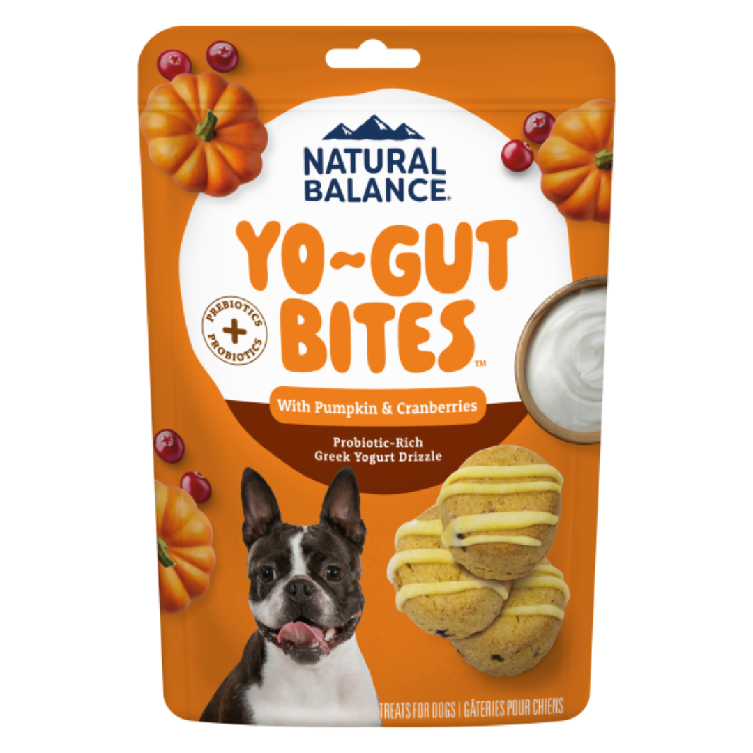 bag of Natural Balance Yo-Gut Bites with Pumpkin & Cranberries